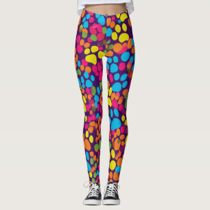Dog paw prints colorful leggings 