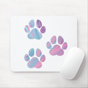 Dog Paw Prints - Colorful Paint Swirls Mouse Mat