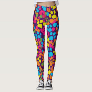 Dog paw prints colourful leggings