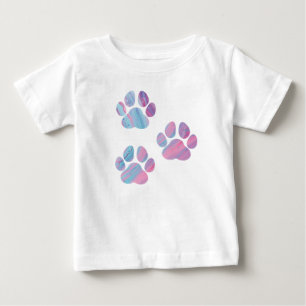 Dog Paw Prints - Colourful Paint Swirls Baby T-Shirt