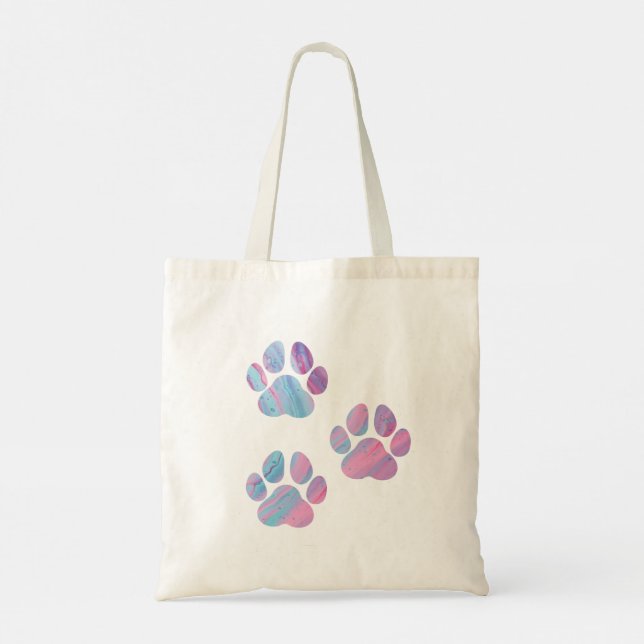 Dog Paw Prints - Colourful Paint Swirls Tote Bag (Back)