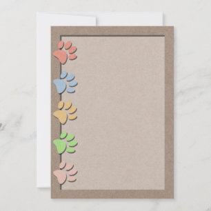 Dog Paw Prints Faux Kraft Paper Texture Announcement