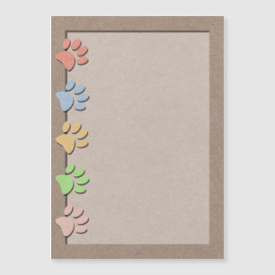 Dog Paw Prints Faux Kraft Paper Texture Magnet
