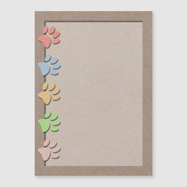 Dog Paw Prints Faux Kraft Paper Texture  Magnet (Front)