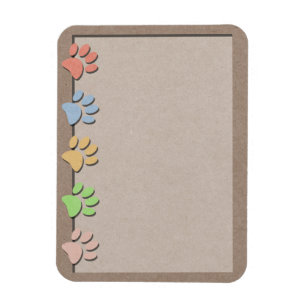 Dog Paw Prints Faux Kraft Paper Texture Magnet