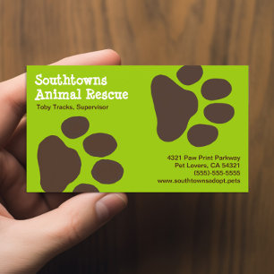 Dog Paw Prints Green and Brown Pet Care Animals Business Card
