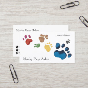 Dog Paw Prints Grooming Colourful Business Card