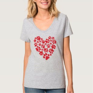 Dog Paw Prints Heart T-Shirt