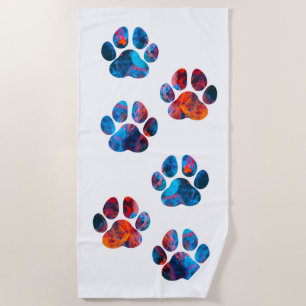 Dog Paw Prints - Ink in Water Beach Towel