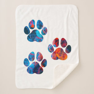 Dog Paw Prints - Ink in Water Sherpa Blanket
