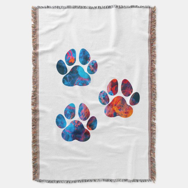 Dog Paw Prints - Ink in Water Throw Blanket (Front Vertical)