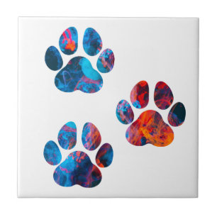 Dog Paw Prints - Ink in Water Tile