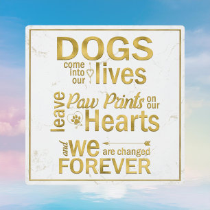 Dog Paw Prints On Our Hearts Memorial Tribute Plaque