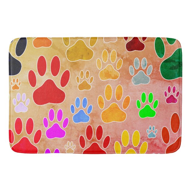 Dog Paw Prints On Vintage Background Bath Mat (Front)