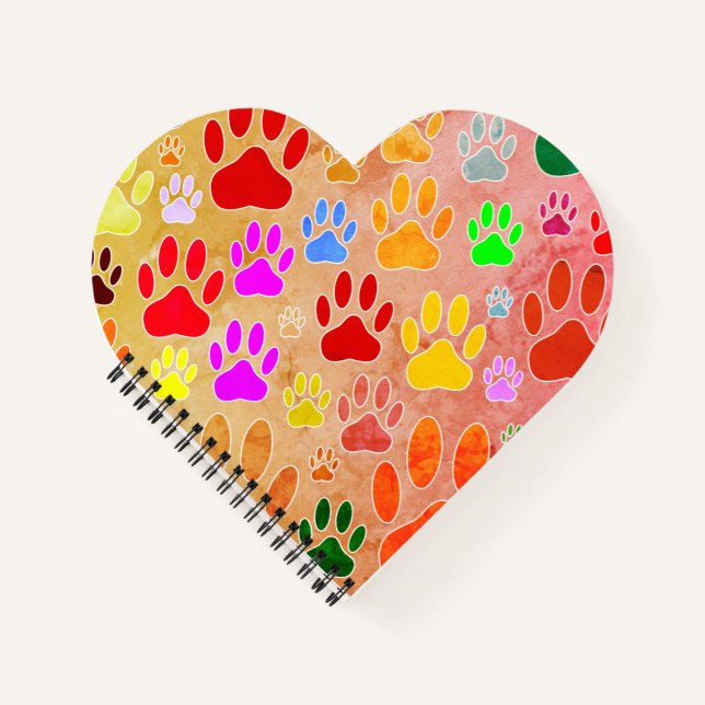 Dog Paw Prints On Vintage Background Notebook (Front)