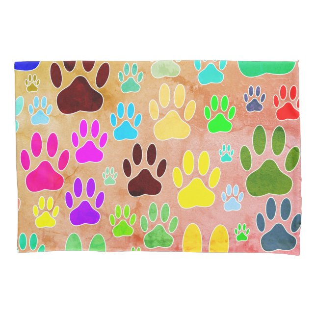 Dog Paw Prints On Vintage Background Pillowcase (Front)