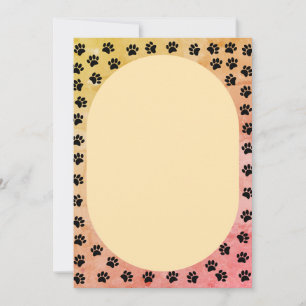 Dog Paw Prints Oval Shape Vintage Style