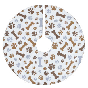 Dog Paw Prints Pattern Brushed Polyester Tree Skirt
