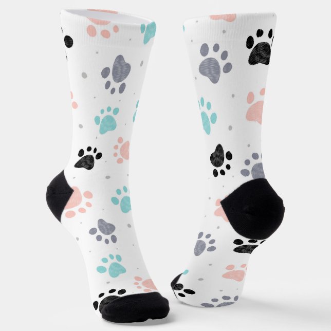 Dog paw prints pattern socks (Angled)