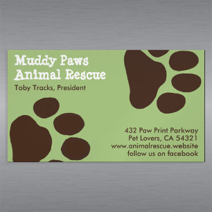 Dog Paw Prints - Pet Services Magnetic Business Card
