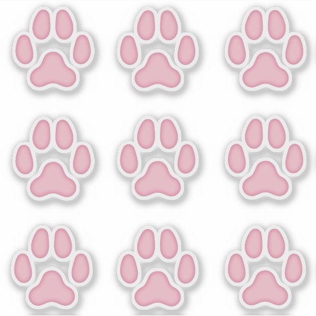 Dog Paw Prints Pink Animal Tracks Stickers (Front)