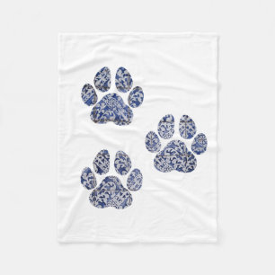Dog Paw Prints - Portuguese Tiles Fleece Blanket