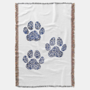 Dog Paw Prints - Portuguese Tiles Throw Blanket