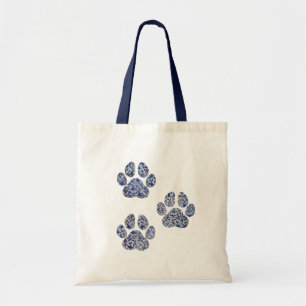 Dog Paw Prints - Portuguese Tiles Tote Bag
