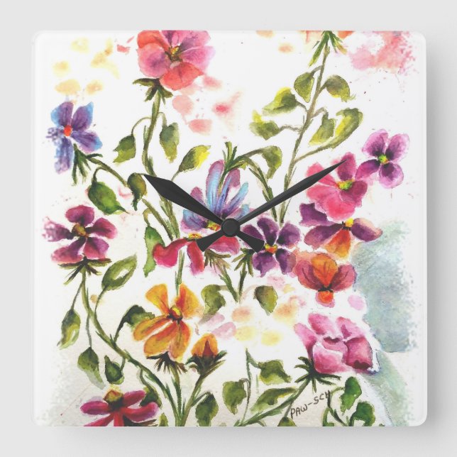 DOG PAW PRINTS SECRET ANGEL SQUARE WALL CLOCK (Front)