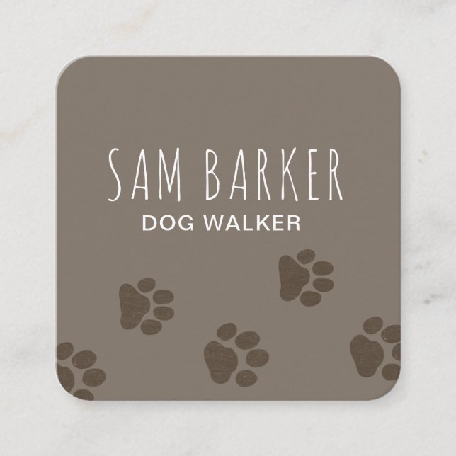 Dog Paw Prints Square | Pet Sitting | Pet Care Business Card (Front)