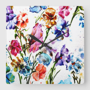 DOG PAW PRINTS SQUARE WALL CLOCK