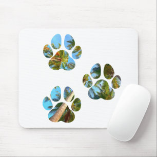 Dog Paw Prints - Tropical Palm Trees Mouse Mat