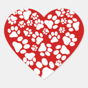 Dog Paw Prints Valentine Heart Heart Sticker
