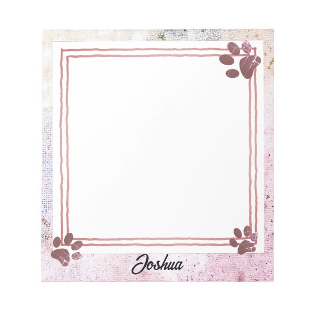 dog paw prints watercolor design personalized  notepad (Front)