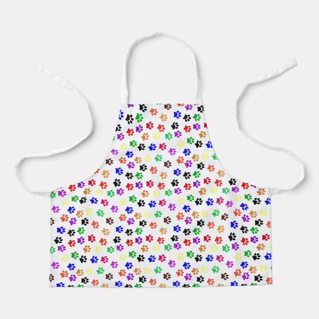 Dog Paw Prints With Basic Colours Apron (Front)