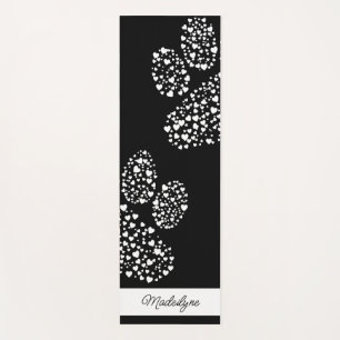 Dog paw prints with hearts Personalised Black Yoga Mat