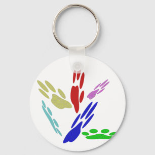 Dog Paw Prints With Polka Dots Key Ring