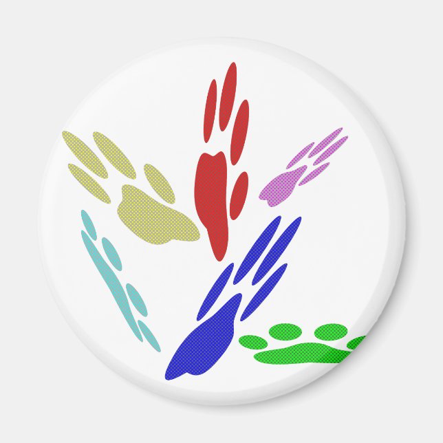 Dog Paw Prints With Polka Dots Magnet (Front)