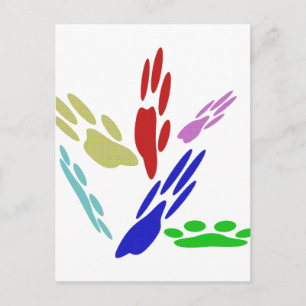 Dog Paw Prints With Polka Dots Postcard