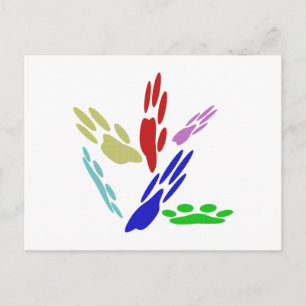 Dog Paw Prints With Polka Dots Postcard
