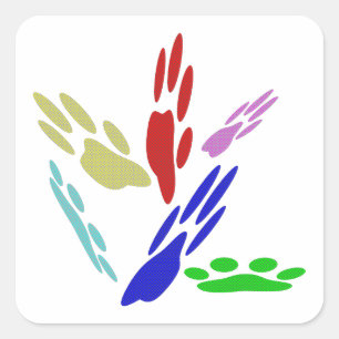 Dog Paw Prints With Polka Dots Square Sticker