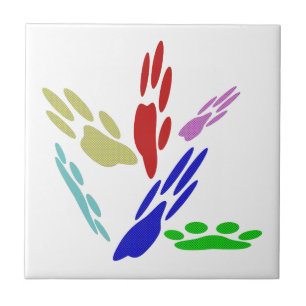 Dog Paw Prints With Polka Dots Tile