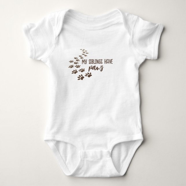 Dog Paw Prints with Text Baby Bodysuit (Front)