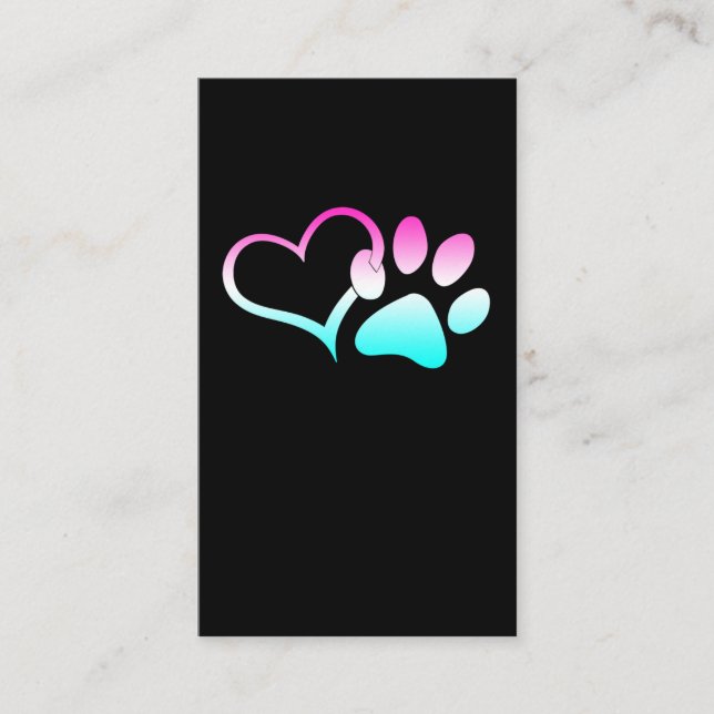 Dog Paw Rainbow Colourful Heart Animal Rescuer Business Card (Front)