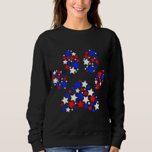 Dog Paw Red White Blue Stars 4th of July Dog Cat L Sweatshirt