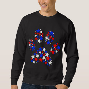 Dog Paw Red White Blue Stars 4th of July Dog Cat L Sweatshirt