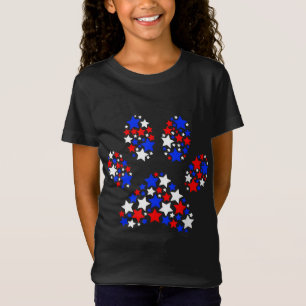 Dog Paw Red White Blue Stars 4th of July Dog Cat L T-Shirt
