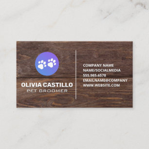 Dog Paw Rustic Wooden Boards Business Card