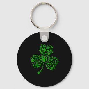 Dog paw shamrock st patricks day dog lover irish key ring