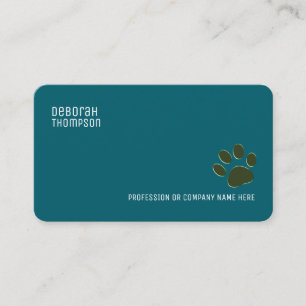 Dog Paw simple dark-teal-blue pet Business Card